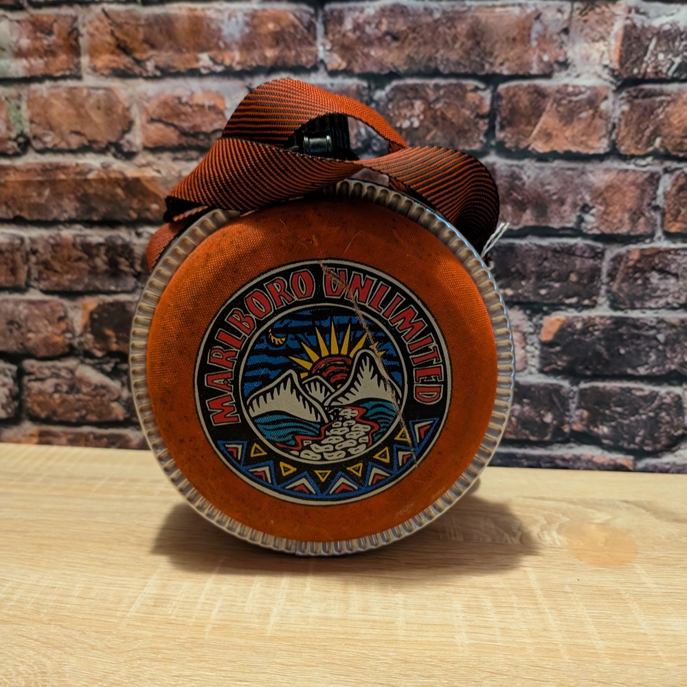 Vintage Marlboro Orange and Black Round Cooler